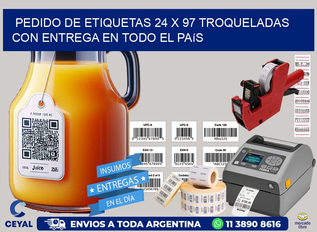Pedido de etiquetas 24 x 97 troqueladas con entrega en todo el país