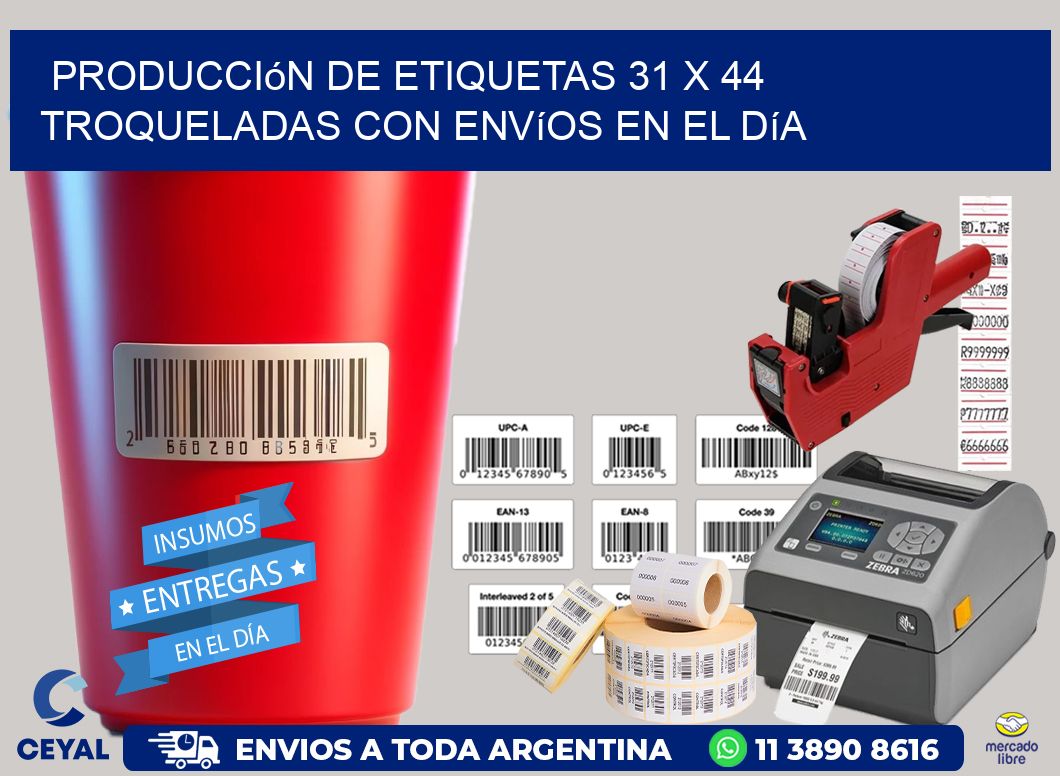 Producción de etiquetas 31 x 44 troqueladas con envíos en el día