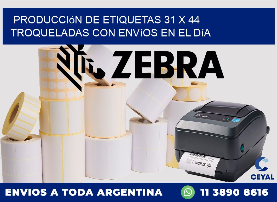 Producción de etiquetas 31 x 44 troqueladas con envíos en el día