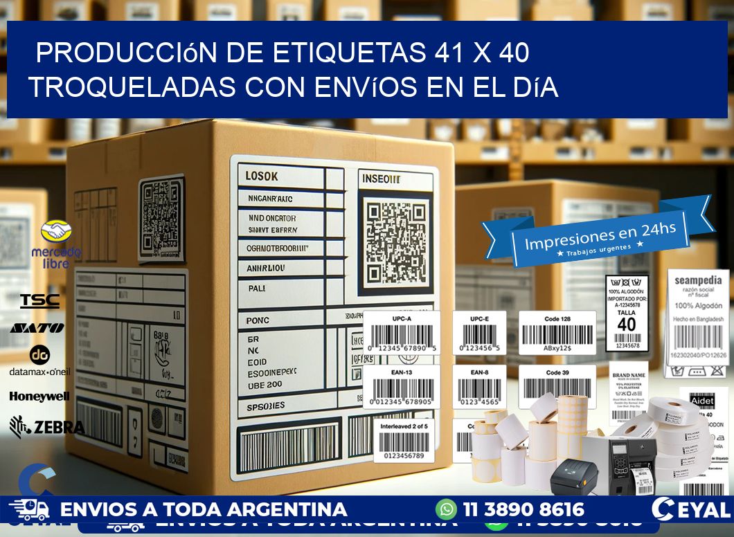 Producción de etiquetas 41 x 40 troqueladas con envíos en el día