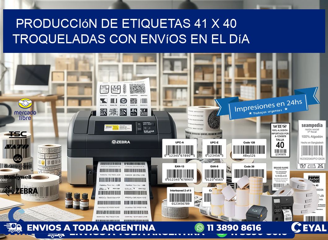 Producción de etiquetas 41 x 40 troqueladas con envíos en el día