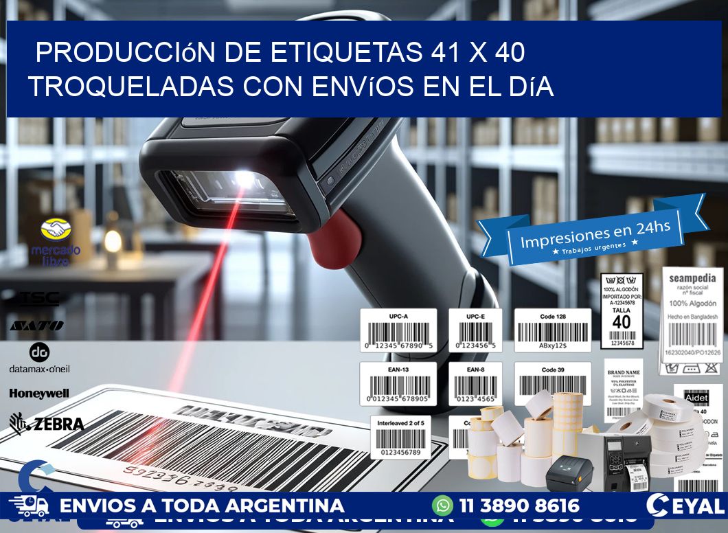 Producción de etiquetas 41 x 40 troqueladas con envíos en el día