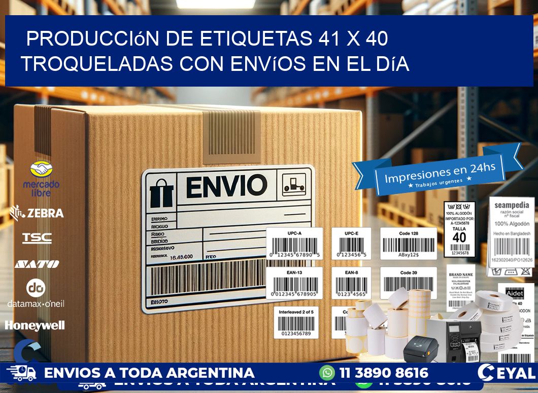 Producción de etiquetas 41 x 40 troqueladas con envíos en el día