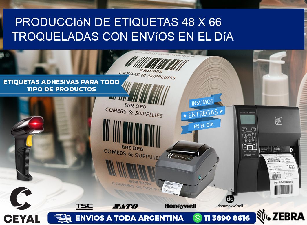 Producción de etiquetas 48 x 66 troqueladas con envíos en el día