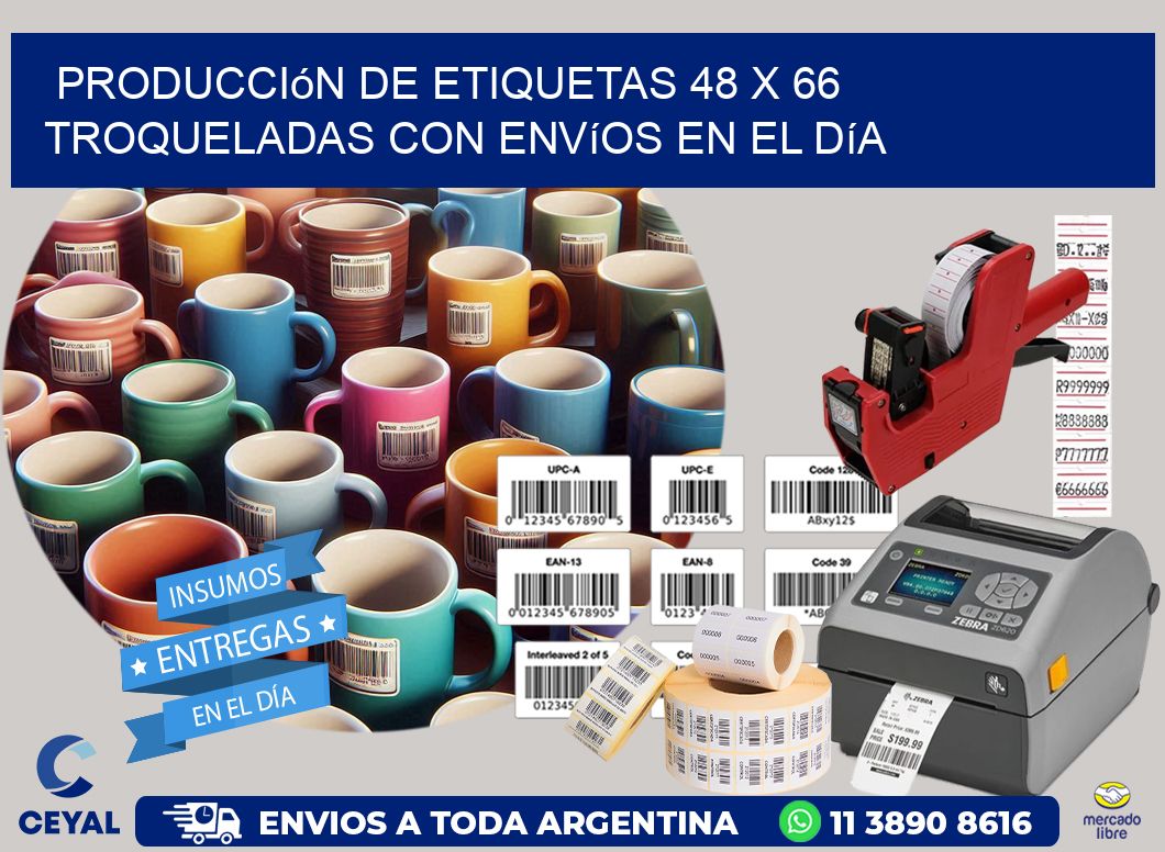 Producción de etiquetas 48 x 66 troqueladas con envíos en el día