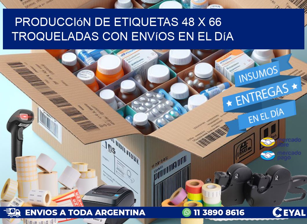 Producción de etiquetas 48 x 66 troqueladas con envíos en el día