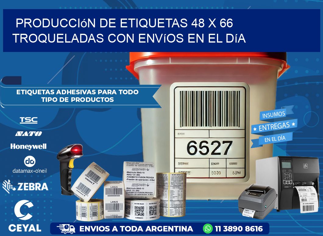 Producción de etiquetas 48 x 66 troqueladas con envíos en el día