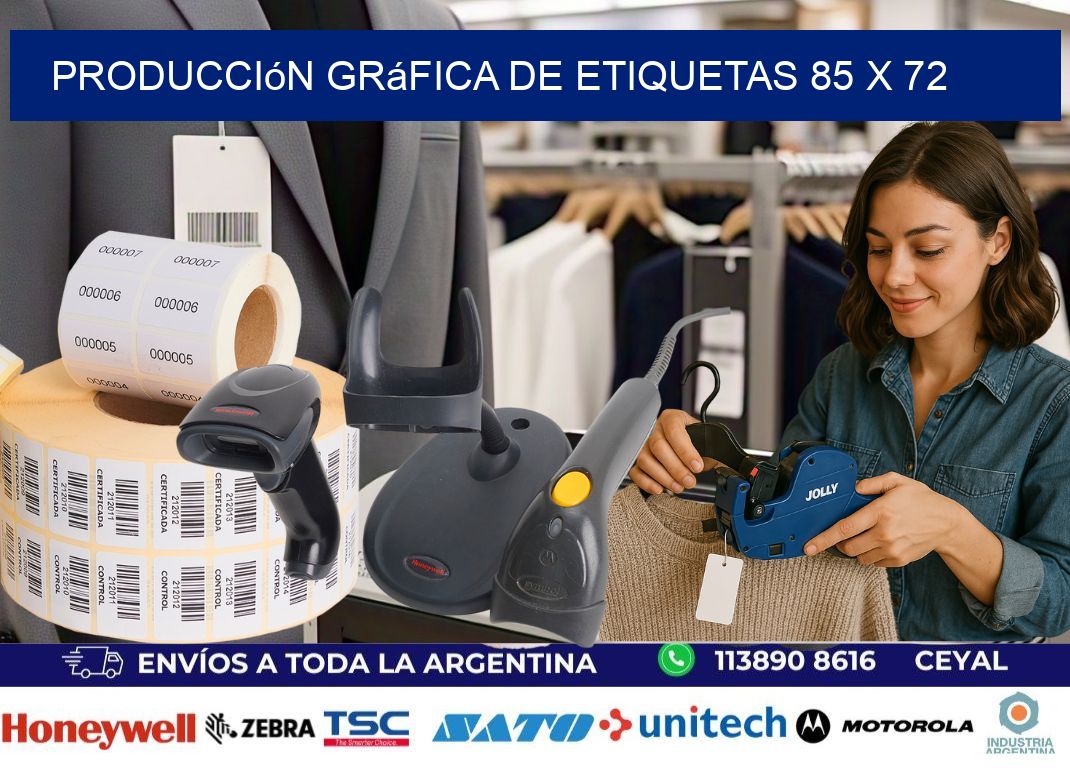 Producción gráfica de etiquetas 85 x 72