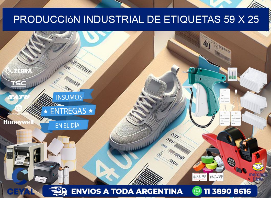 Producción industrial de etiquetas 59 x 25