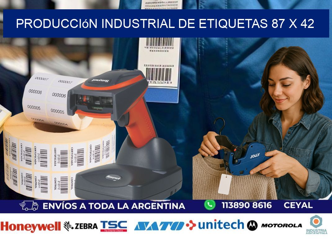 Producción industrial de etiquetas 87 x 42