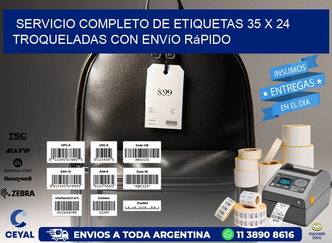 Servicio completo de etiquetas 35 x 24 troqueladas con envío rápido
