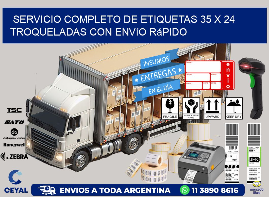 Servicio completo de etiquetas 35 x 24 troqueladas con envío rápido