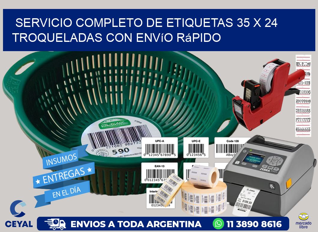 Servicio completo de etiquetas 35 x 24 troqueladas con envío rápido