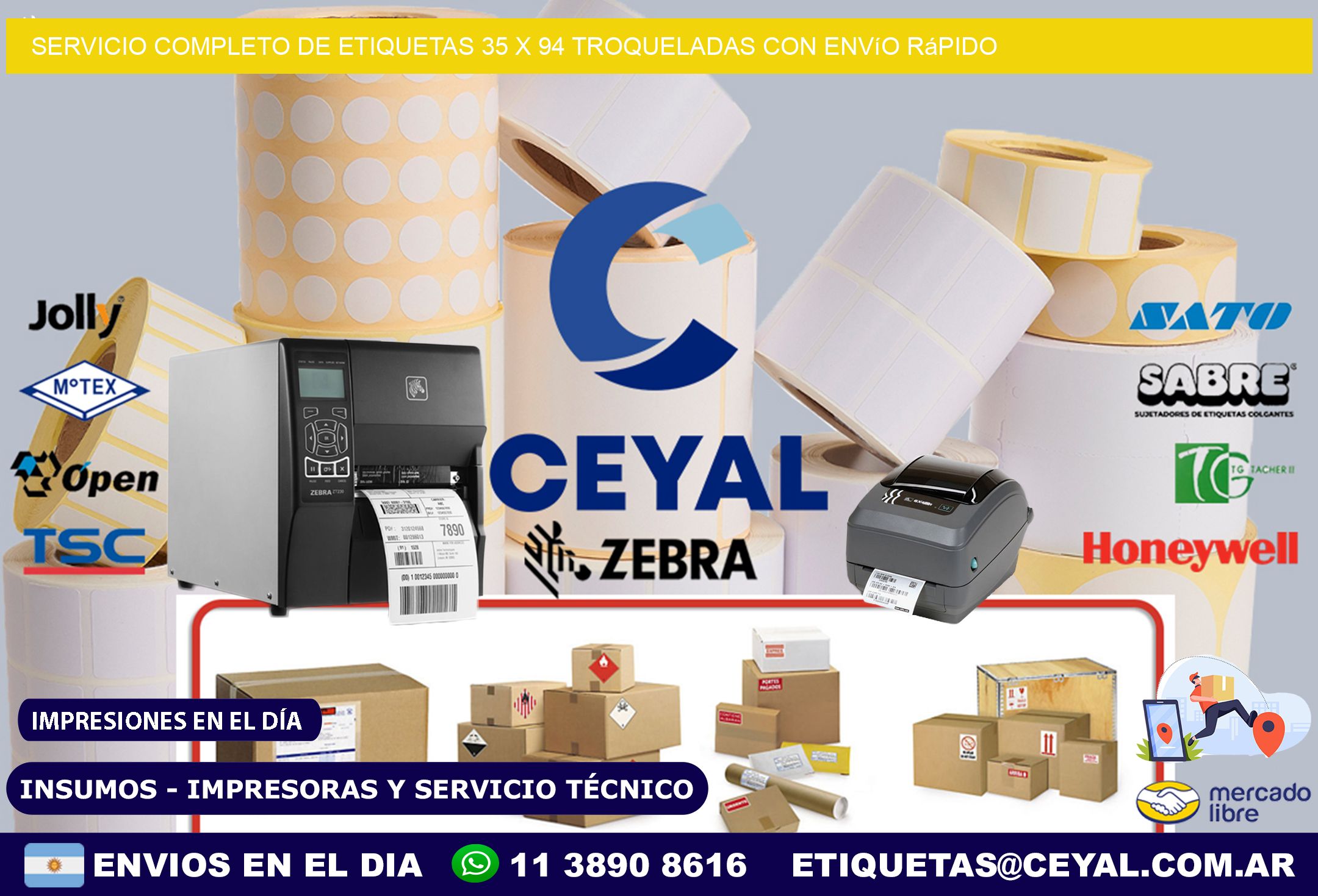 Servicio completo de etiquetas 35 x 94 troqueladas con envío rápido
