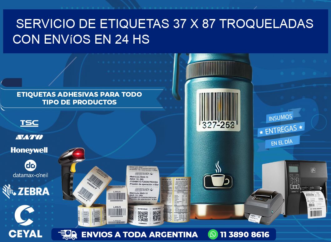 Servicio de etiquetas 37 x 87 troqueladas con envíos en 24 hs