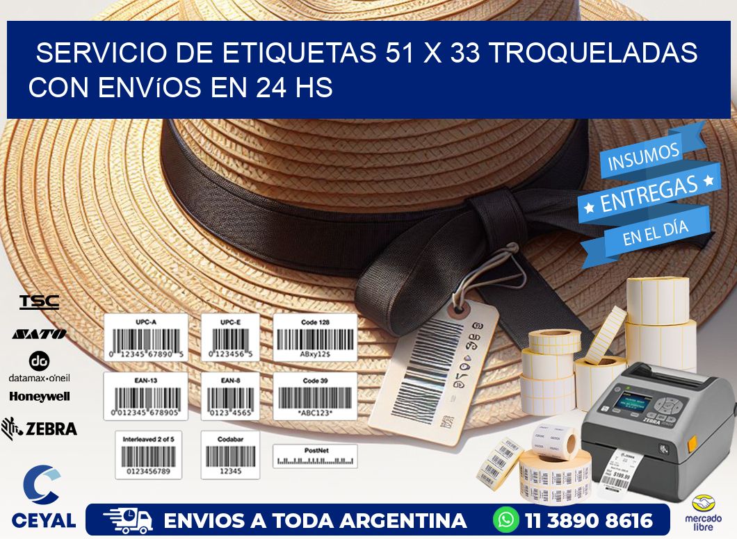 Servicio de etiquetas 51 x 33 troqueladas con envíos en 24 hs
