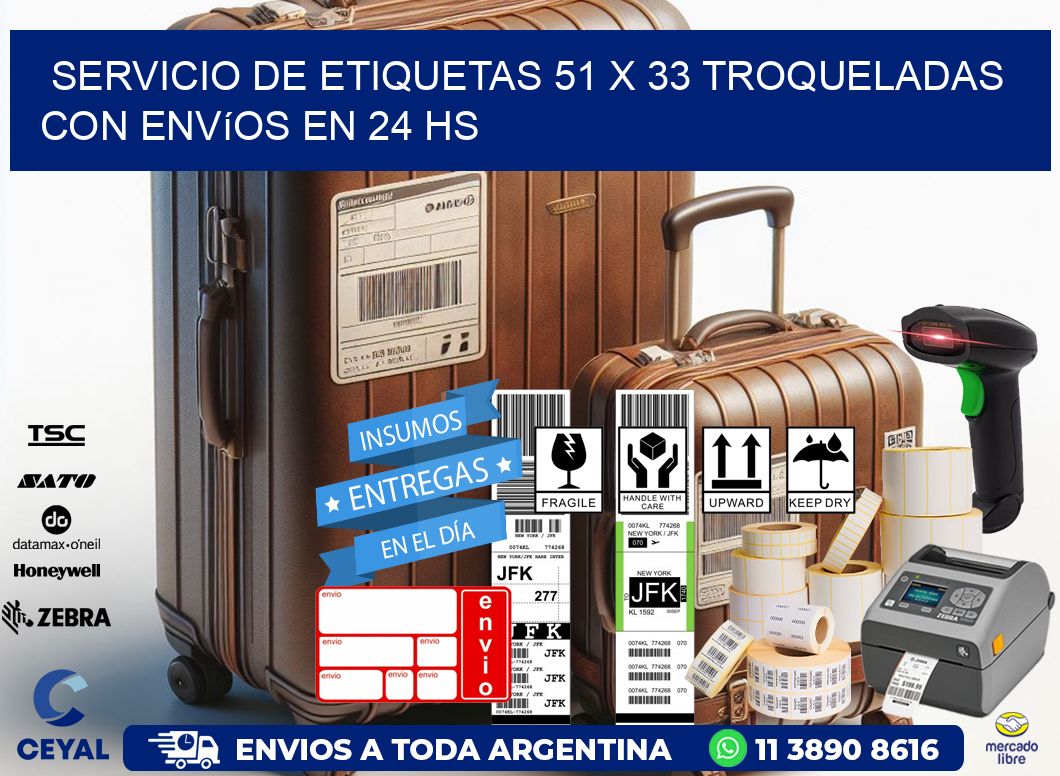 Servicio de etiquetas 51 x 33 troqueladas con envíos en 24 hs
