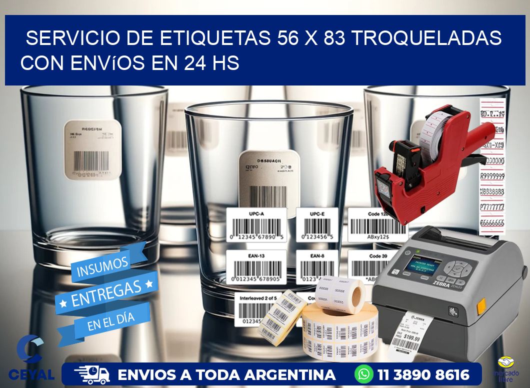 Servicio de etiquetas 56 x 83 troqueladas con envíos en 24 hs
