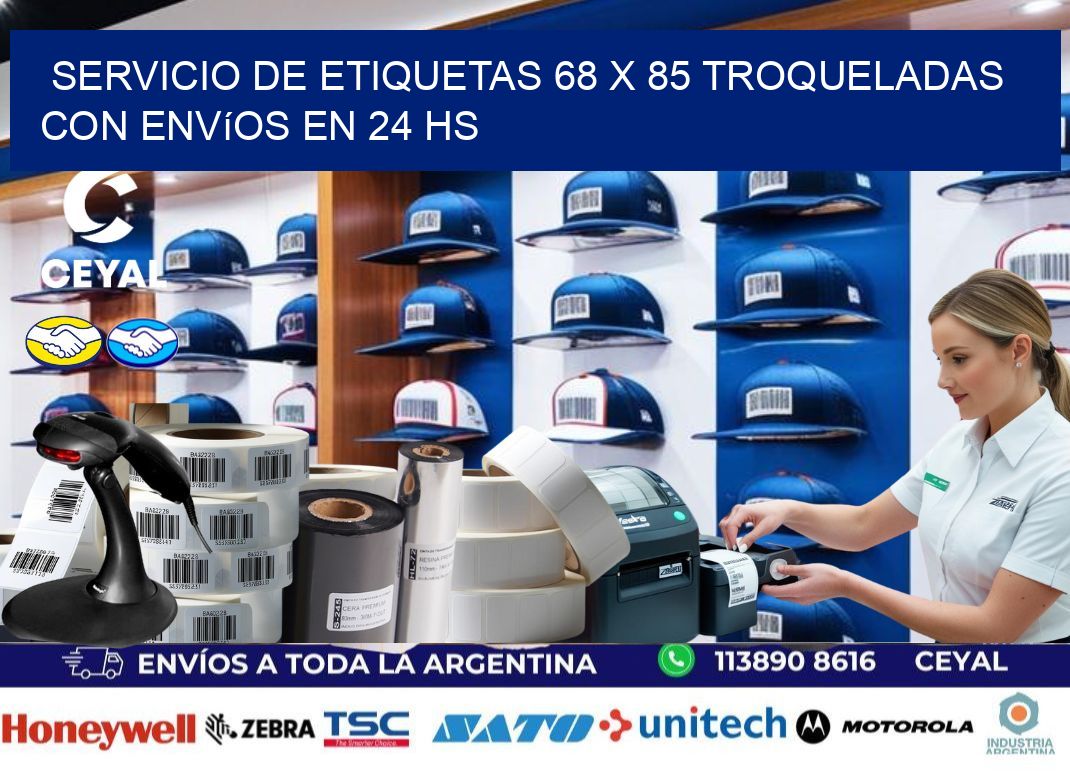 Servicio de etiquetas 68 x 85 troqueladas con envíos en 24 hs