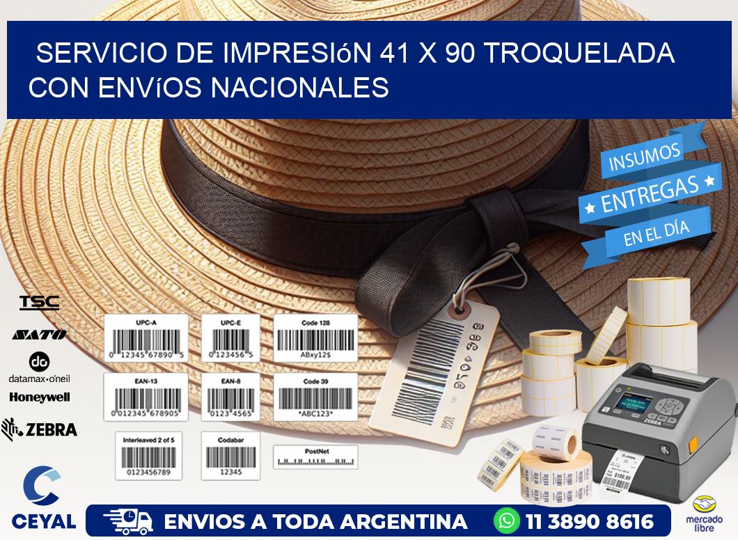 Servicio de impresión 41 x 90 troquelada con envíos nacionales
