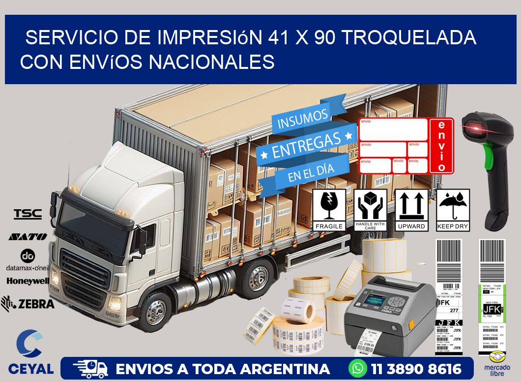 Servicio de impresión 41 x 90 troquelada con envíos nacionales
