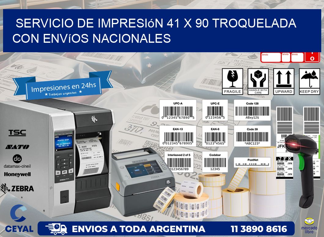 Servicio de impresión 41 x 90 troquelada con envíos nacionales