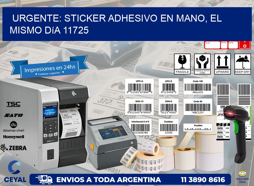 Urgente: Sticker adhesivo en Mano, el Mismo Día 11725