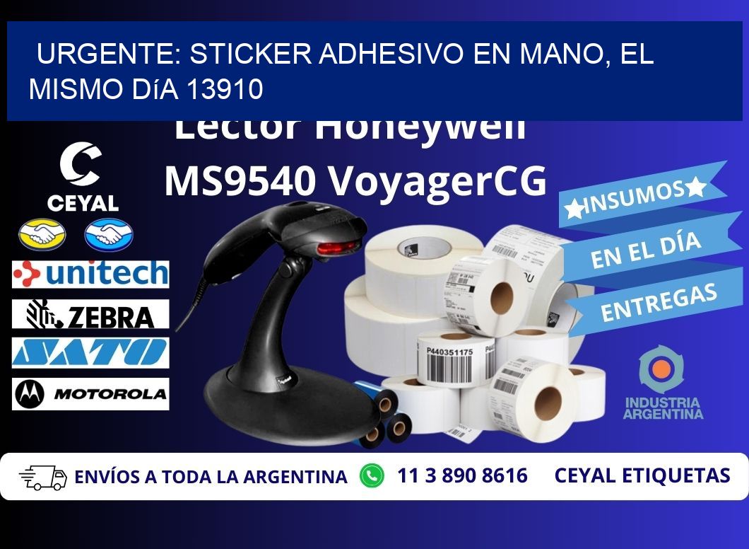 Urgente: Sticker adhesivo en Mano, el Mismo Día 13910
