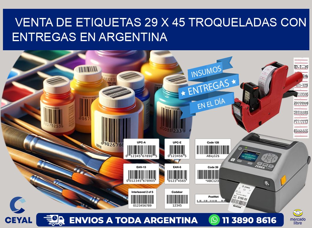 Venta de etiquetas 29 x 45 troqueladas con entregas en Argentina