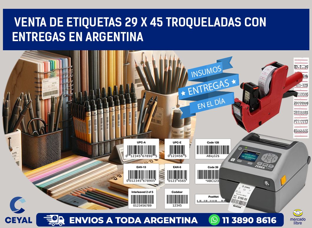 Venta de etiquetas 29 x 45 troqueladas con entregas en Argentina