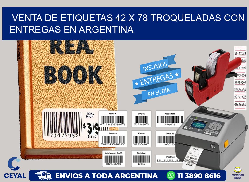 Venta de etiquetas 42 x 78 troqueladas con entregas en Argentina