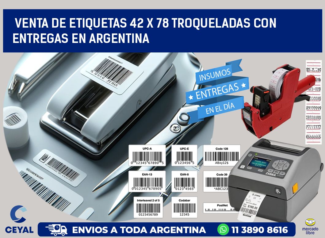 Venta de etiquetas 42 x 78 troqueladas con entregas en Argentina
