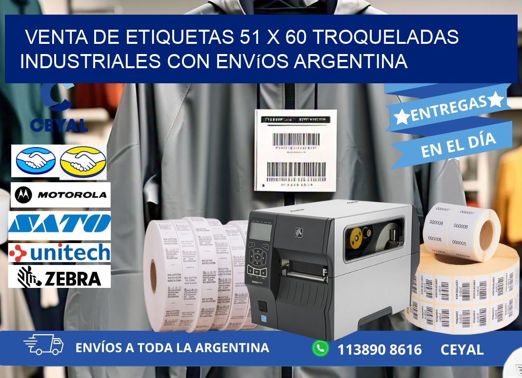 Venta de etiquetas 51 x 60 troqueladas industriales con envíos Argentina