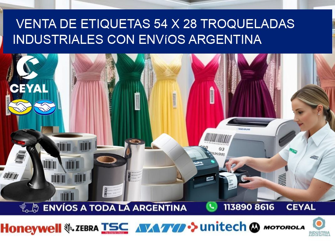 Venta de etiquetas 54 x 28 troqueladas industriales con envíos Argentina