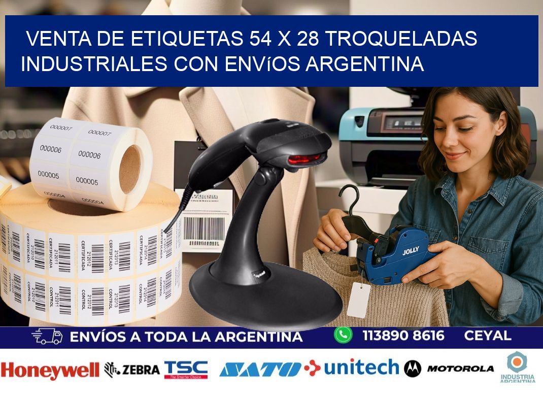 Venta de etiquetas 54 x 28 troqueladas industriales con envíos Argentina