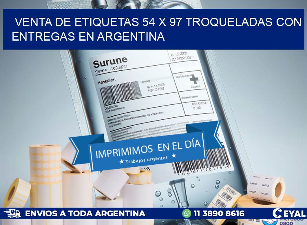 Venta de etiquetas 54 x 97 troqueladas con entregas en Argentina