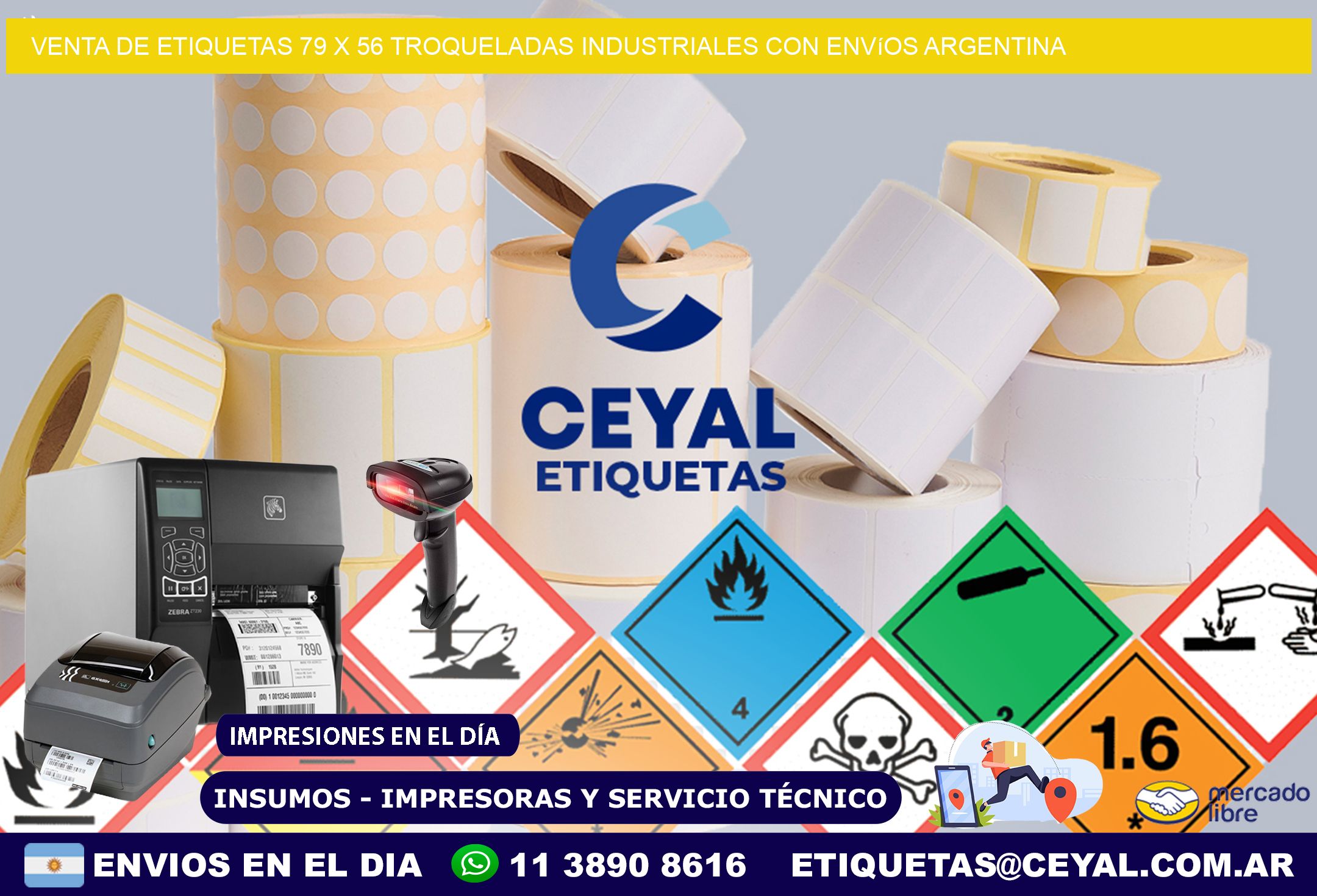 Venta de etiquetas 79 x 56 troqueladas industriales con envíos Argentina
