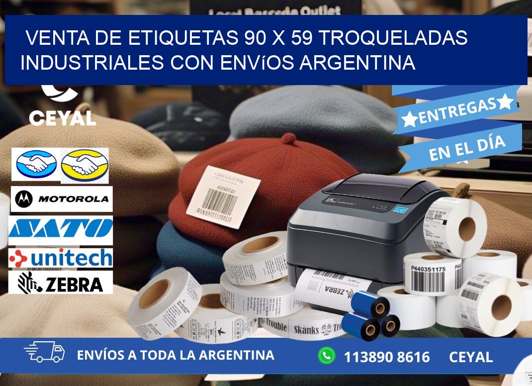 Venta de etiquetas 90 x 59 troqueladas industriales con envíos Argentina
