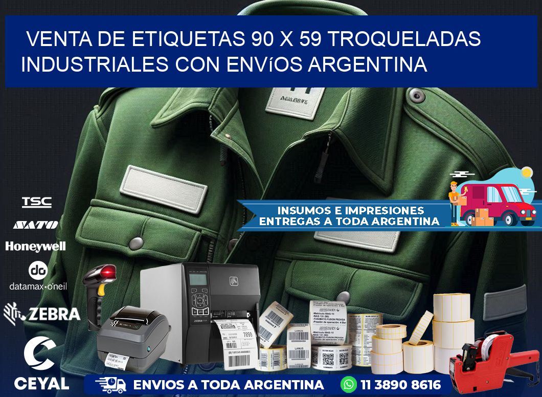 Venta de etiquetas 90 x 59 troqueladas industriales con envíos Argentina
