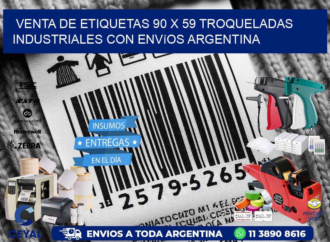 Venta de etiquetas 90 x 59 troqueladas industriales con envíos Argentina