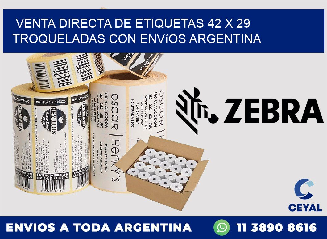 Venta directa de etiquetas 42 x 29 troqueladas con envíos Argentina