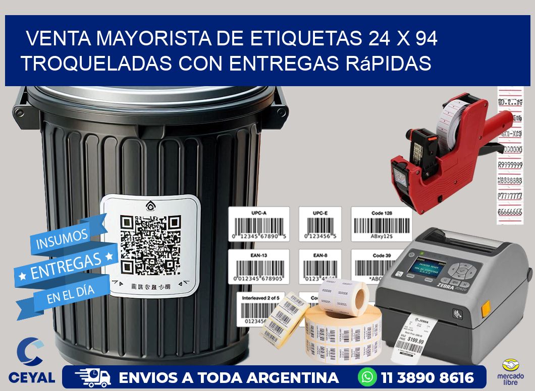 Venta mayorista de etiquetas 24 x 94 troqueladas con entregas rápidas