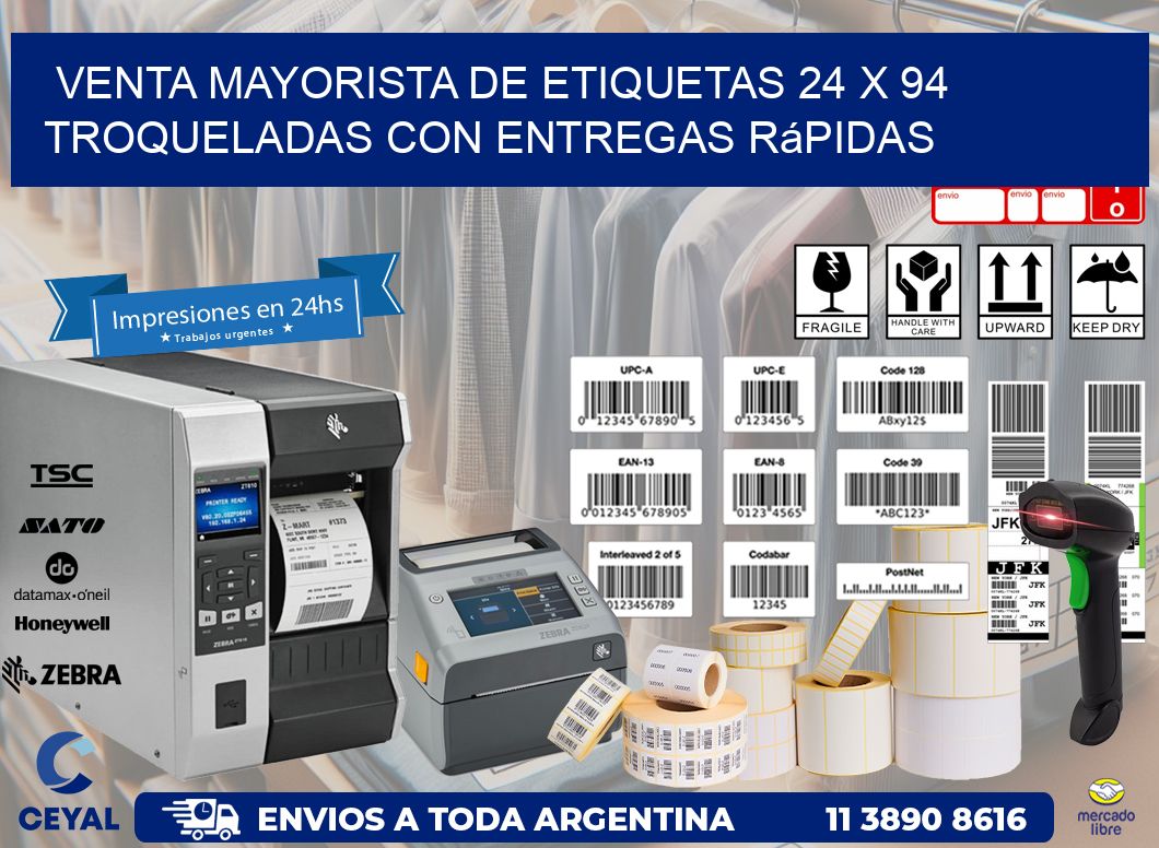 Venta mayorista de etiquetas 24 x 94 troqueladas con entregas rápidas