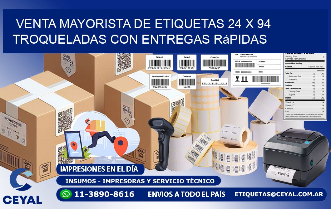 Venta mayorista de etiquetas 24 x 94 troqueladas con entregas rápidas