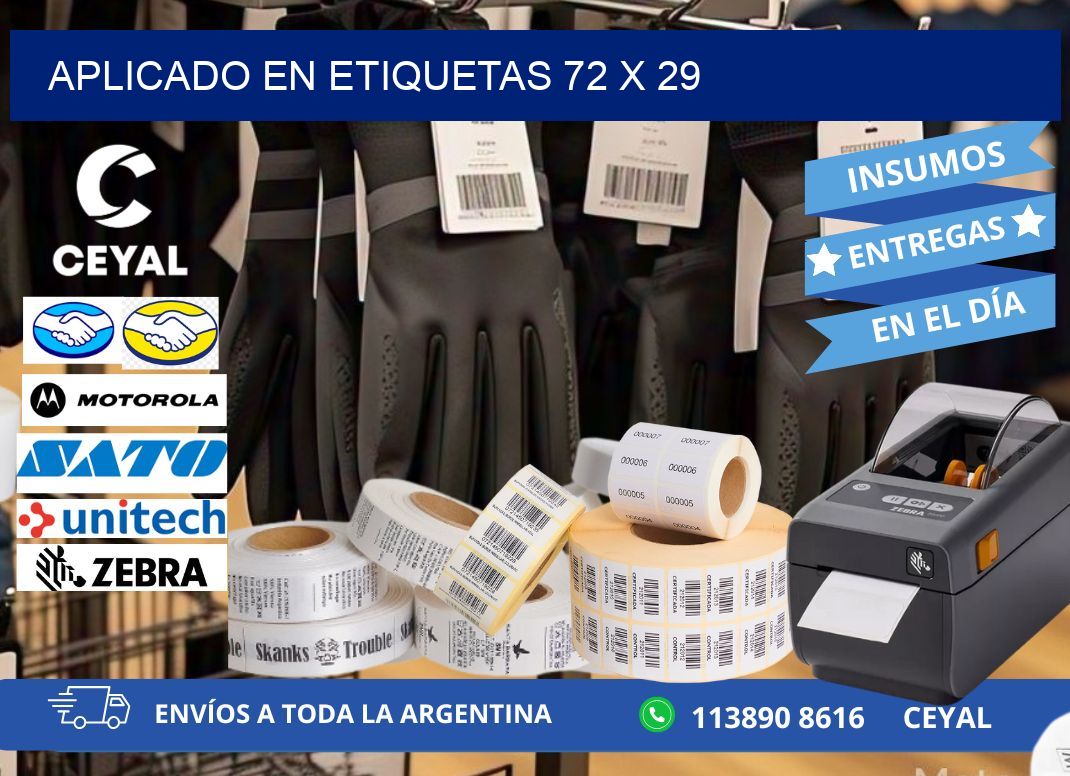 aplicado en etiquetas 72 x 29