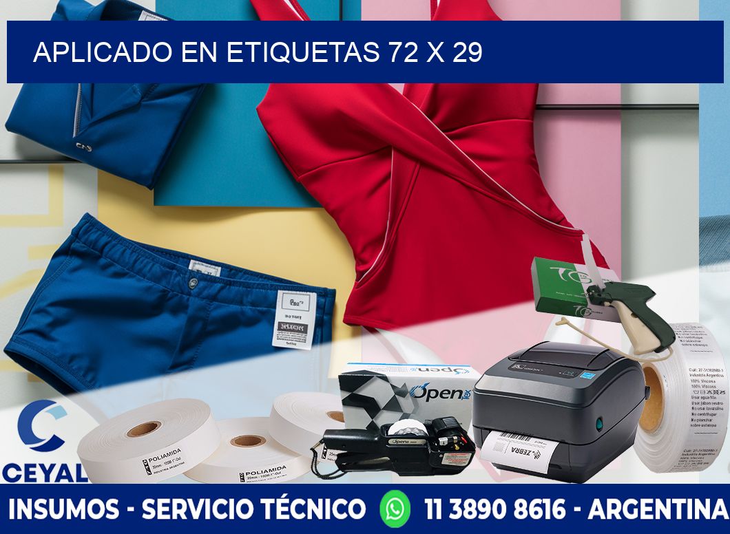 aplicado en etiquetas 72 x 29