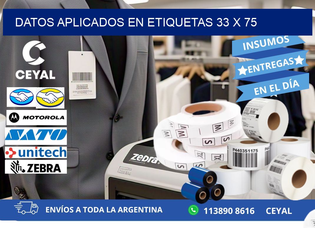 datos aplicados en etiquetas 33 x 75