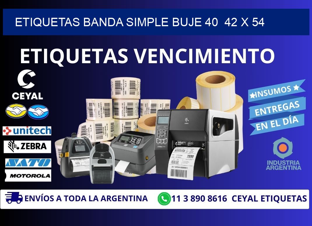 etiquetas banda simple buje 40  42 x 54