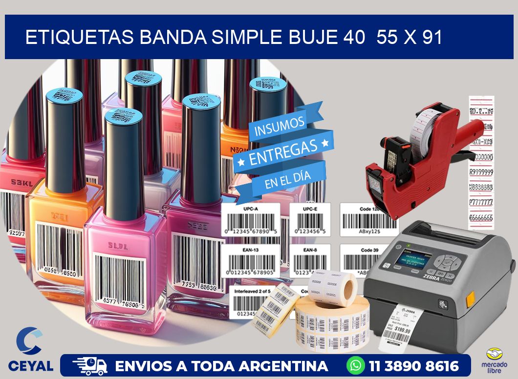 etiquetas banda simple buje 40 55 x 91