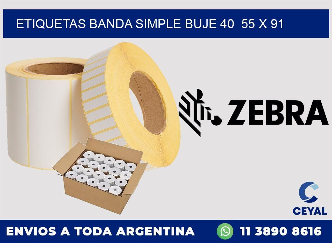 etiquetas banda simple buje 40  55 x 91